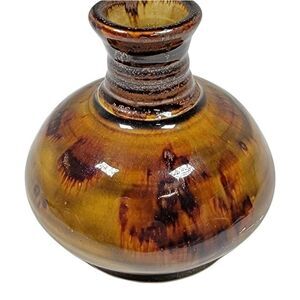 Vintage 4" Louis Mideke Brown Studio Pottery Splash Asian Orient High Gloss MCM